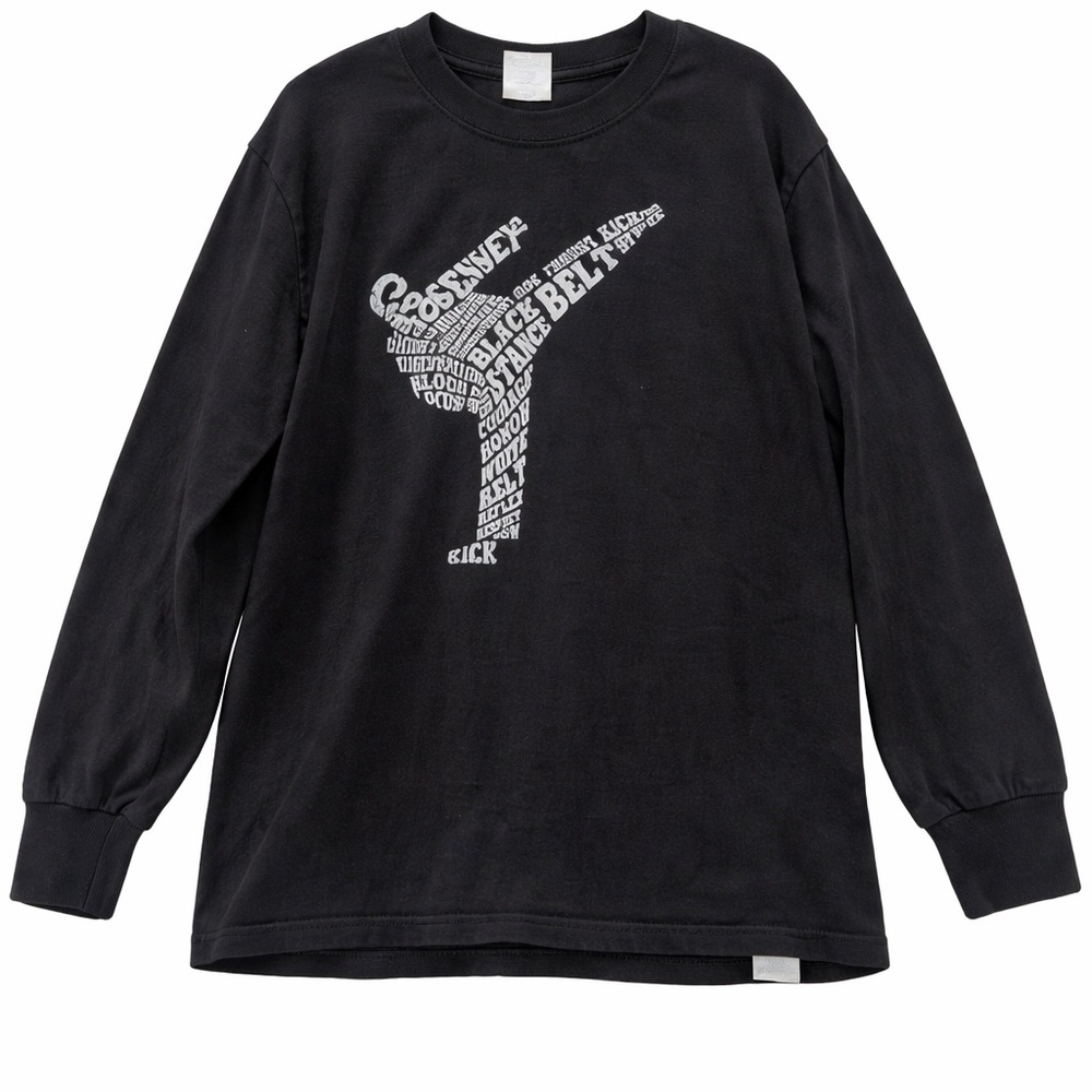 Black Graphic Martial Arts Kids Long Sleeve Shirt Size Youth Small